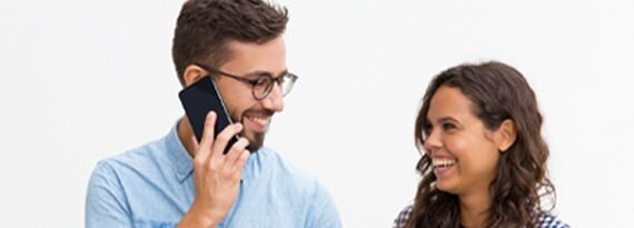 Man and woman on the phone